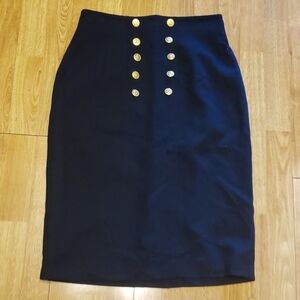 Vintage navy sailor wool blend midi skirt sz 10